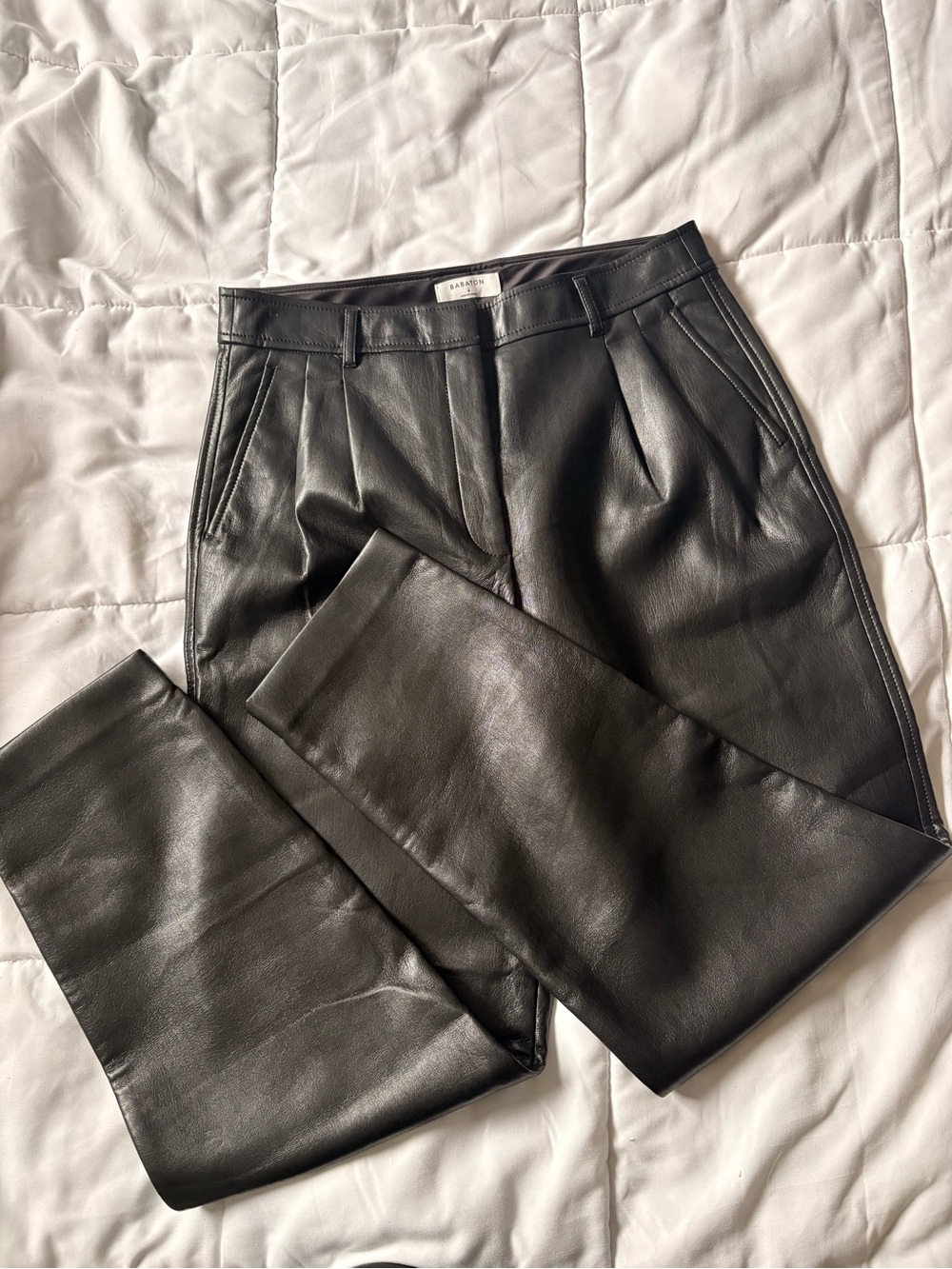 Babaton Black Vegan Leather Pants